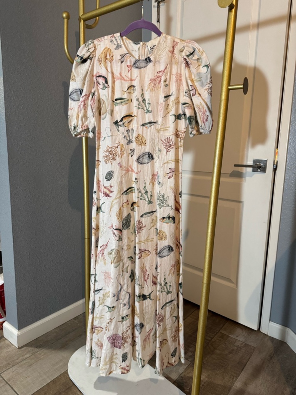 Alemais Cream Maxi Dress with Pastel Floral & Sea Life Print - Picture 5 of 7